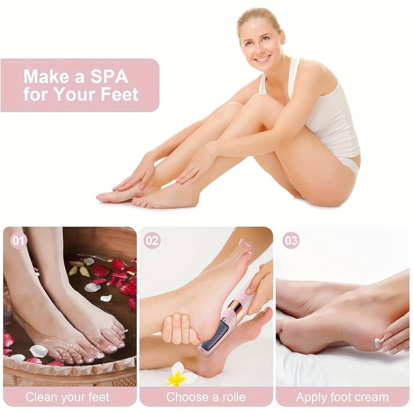 Electric Foot Callus Remover - Rechargeable Pedicure Tool Kit